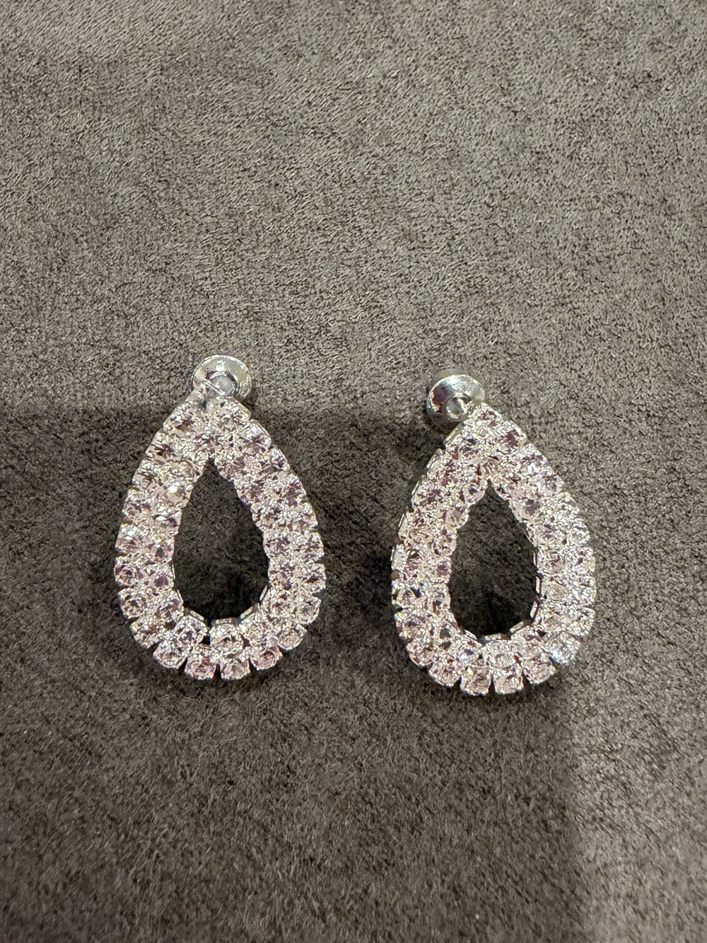Radiant Teardrop Crystal Earrings - Silver Tone